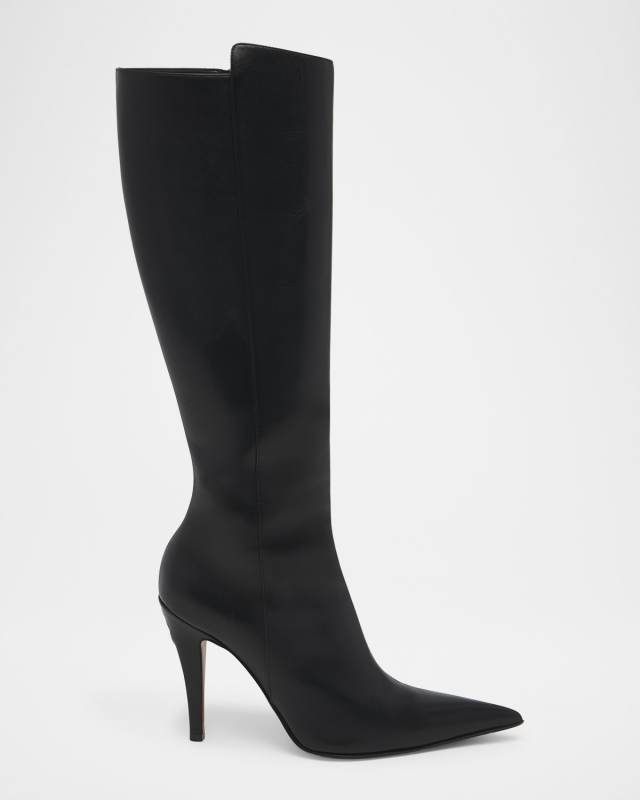 Leather Stiletto Tall Boots